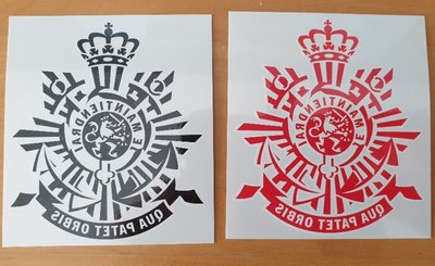 set van 2 TATTOO KORPS STICKERS IN ROOD OF ZWART  9 X 9 CM